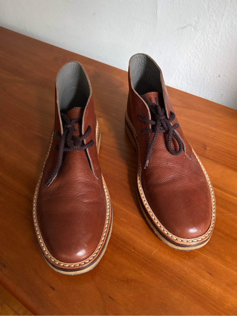 Canali Light Brown Leather Men's Chukka Boots Made in Italy Size 41